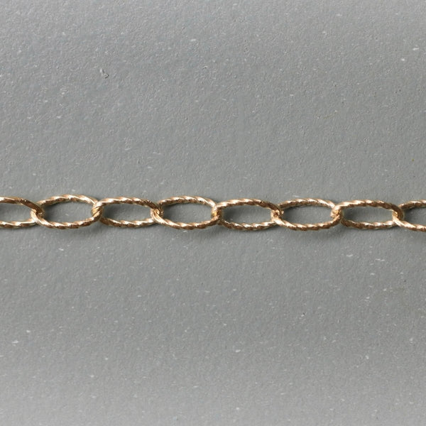 14k Solid Large Gold Textured Oval Link Chain (YG Available) - The Glass Hall - The Glass Hall