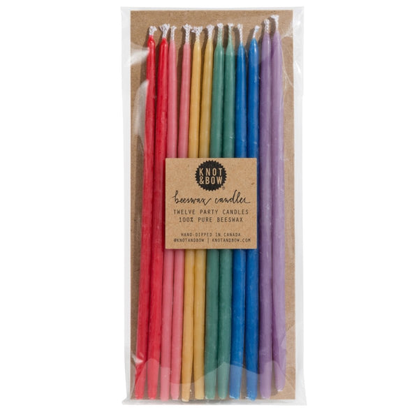 Assorted Rainbow Shades of Tall Beeswax Candles - The Glass Hall - Knot & Bow