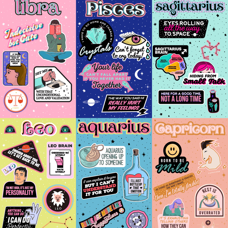 Astrology Stickers (Choose Your Sign) - The Glass Hall - Fun Club