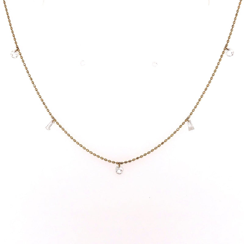Baguette and Round Diamond Necklace - The Glass Hall - kataoka