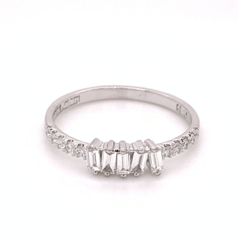 Baguette Diamond Band with Pave - The Glass Hall - Suzanne Kalan