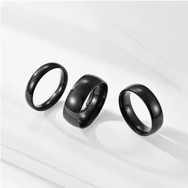 Black Wedding Band Ring in Stainless Steel (Choose Your Size) - The Glass Hall - Perimade