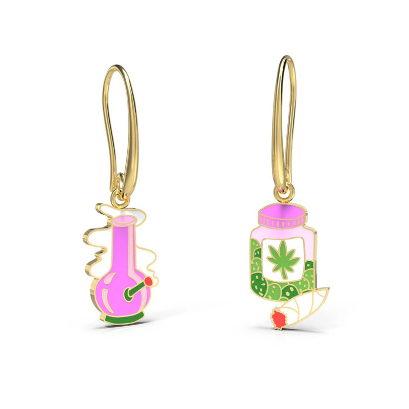 Bong & Weed Hanging Earrings - The Glass Hall - Yellow Owl Workshop