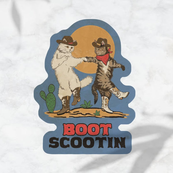 Boot Scootin' Kitties Sticker - The Glass Hall - Cluster Funk Studio