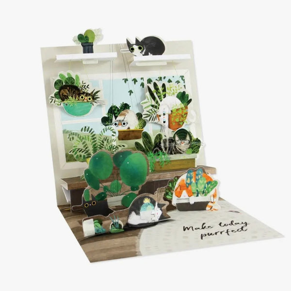 Cats in Plants Pop Up Card - The Glass Hall - UWP Luxe