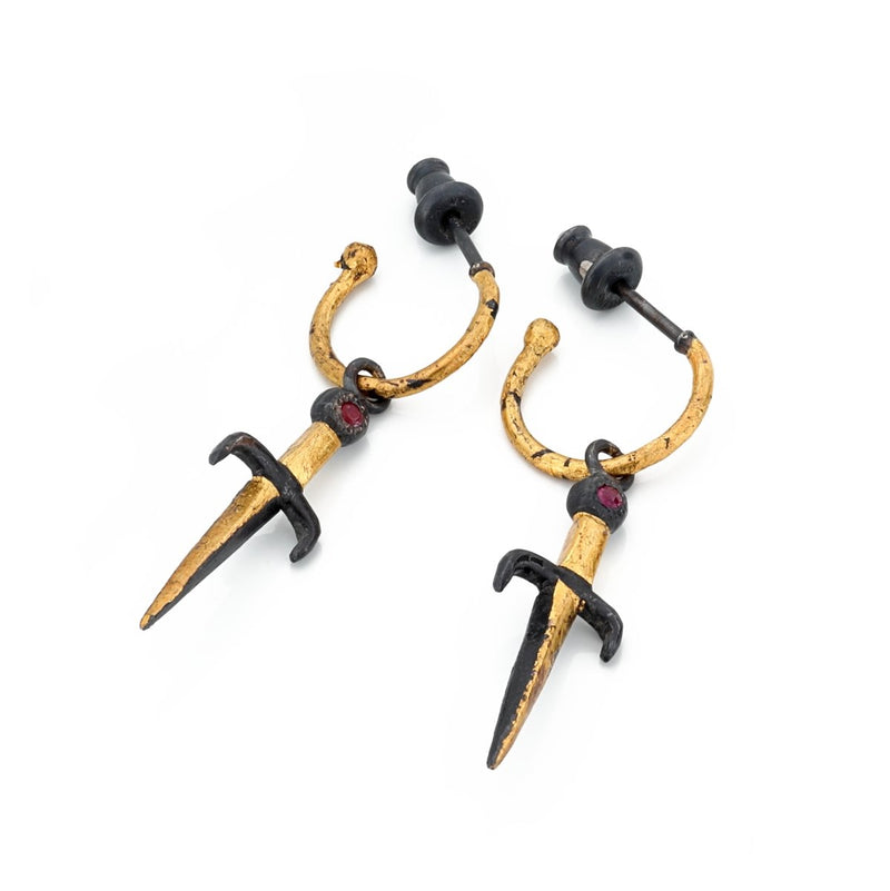 Dagger Charm Hoops - The Glass Hall - Acanthus