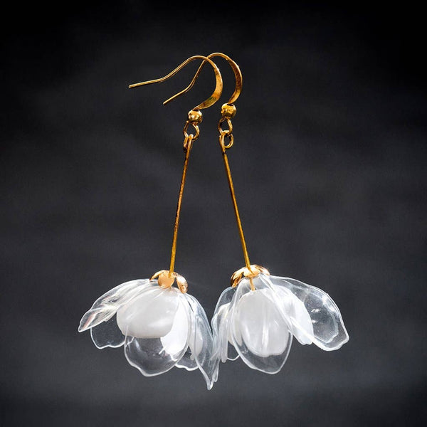 Double Flower Drop Earrings - The Glass Hall - Upcycle with Jing