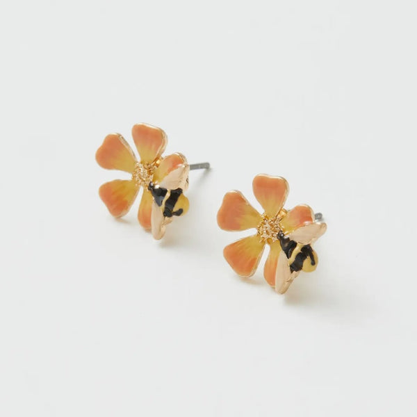 Enamel Bloom & Bee Earrings - The Glass Hall - Fable England