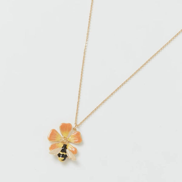 Enamel Bloom & Bee Long Necklace - The Glass Hall - Fable England