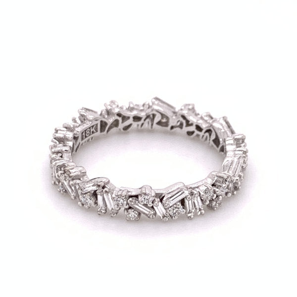 Eternity Band with White Diamond Baguettes and Rounds on Fireworks Setting - The Glass Hall - Suzanne Kalan
