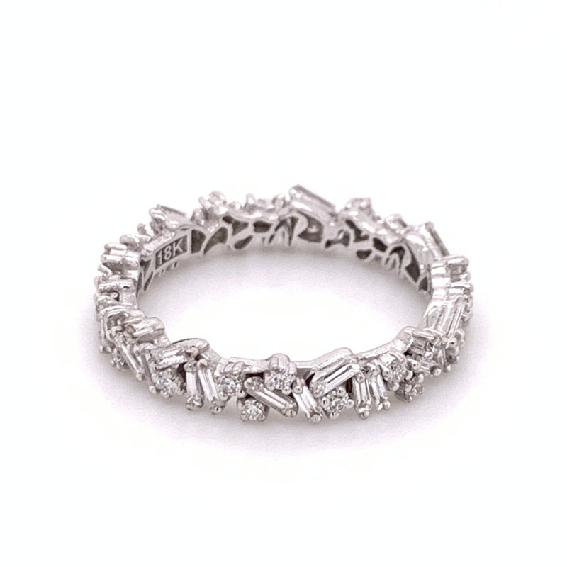 Eternity Band with White Diamond Baguettes and Rounds on Fireworks Setting - The Glass Hall - Suzanne Kalan