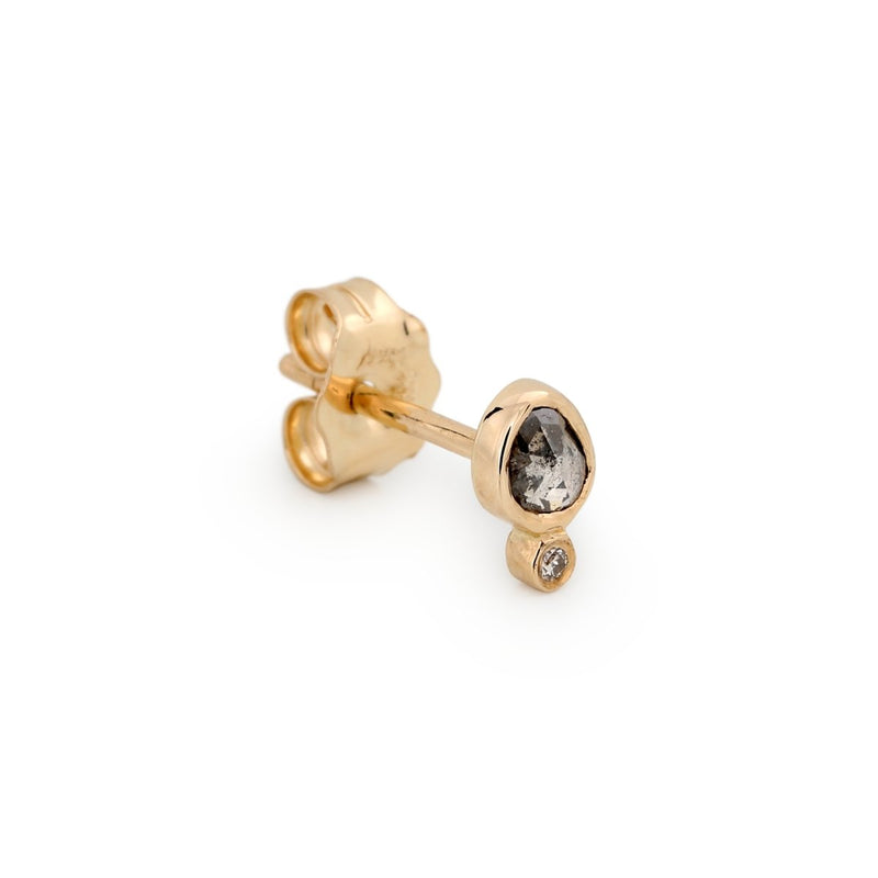 Geometric Diamond Slice with Tiny Diamond Earring - The Glass Hall - Celine Daoust