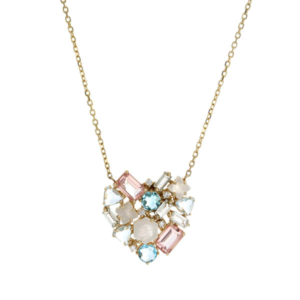 Heart Shape Necklace - Colorful Stones - The Glass Hall - Suzanne Kalan