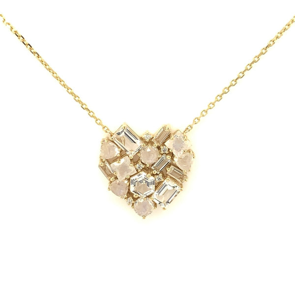 Heart Shape Necklace - White Topaz Stones - The Glass Hall - Suzanne Kalan