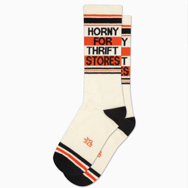 Horny For Thrift Stores Crew Socks - The Glass Hall - Gumball Poodle