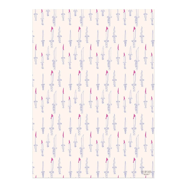 Knives Wrapping Paper Sheet - The Glass Hall - Red Cap Cards