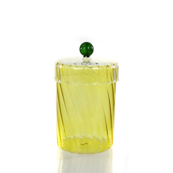Lidded Pom Jar in Yellow Glass - The Glass Hall - Cody Foster & Co.