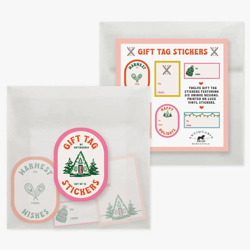 Mountain Cabin Holiday Gift Tag Stickers - The Glass Hall - Antiquaria