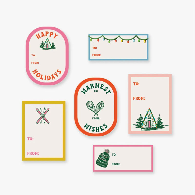 Mountain Cabin Holiday Gift Tag Stickers - The Glass Hall - Antiquaria