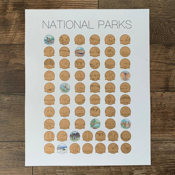 National Park Bucket List Scratch Off Poster - The Glass Hall - Waypoint Wanders