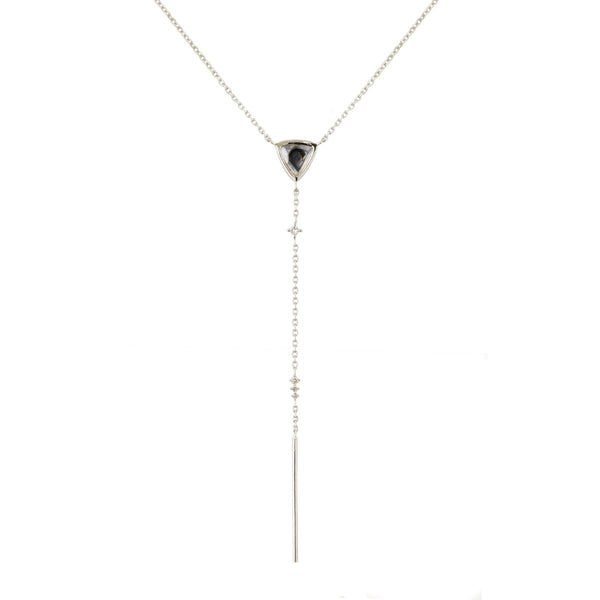 OOAK Lariat Grey Diamond Triangle Necklace - The Glass Hall - Celine Daoust