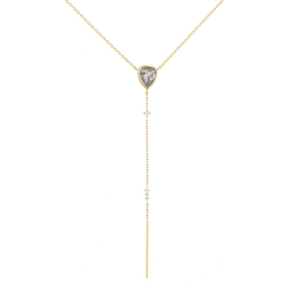OOAK Rosecut Grey Diamond Lariat Necklace - The Glass Hall - Celine Daoust