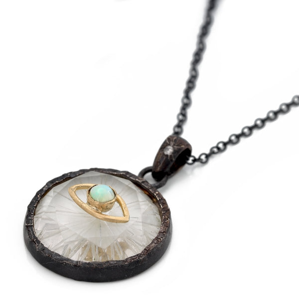 Opal Eye Round Quartz Amulet - The Glass Hall - Acanthus