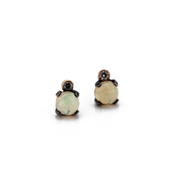 Opal Oxidized Planetary Studs - The Glass Hall - Acanthus