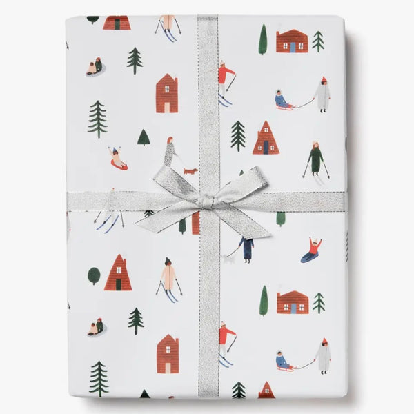 Roll of Snow Day Holiday Wrapping Paper - The Glass Hall - Red Cap Cards