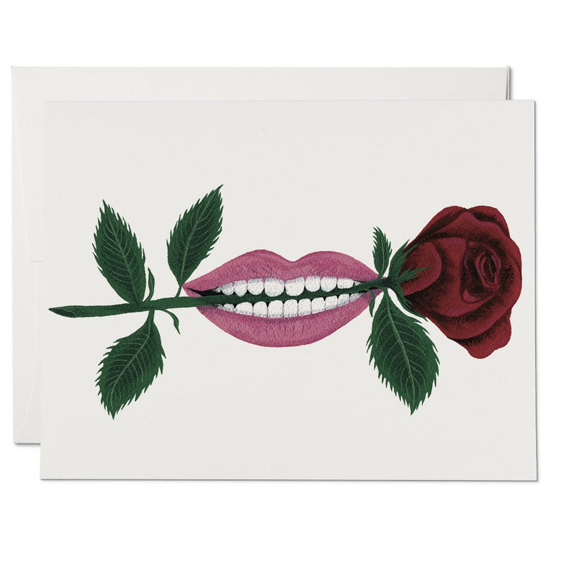 Rose in Mouth Card - The Glass Hall - Red Cap Cards