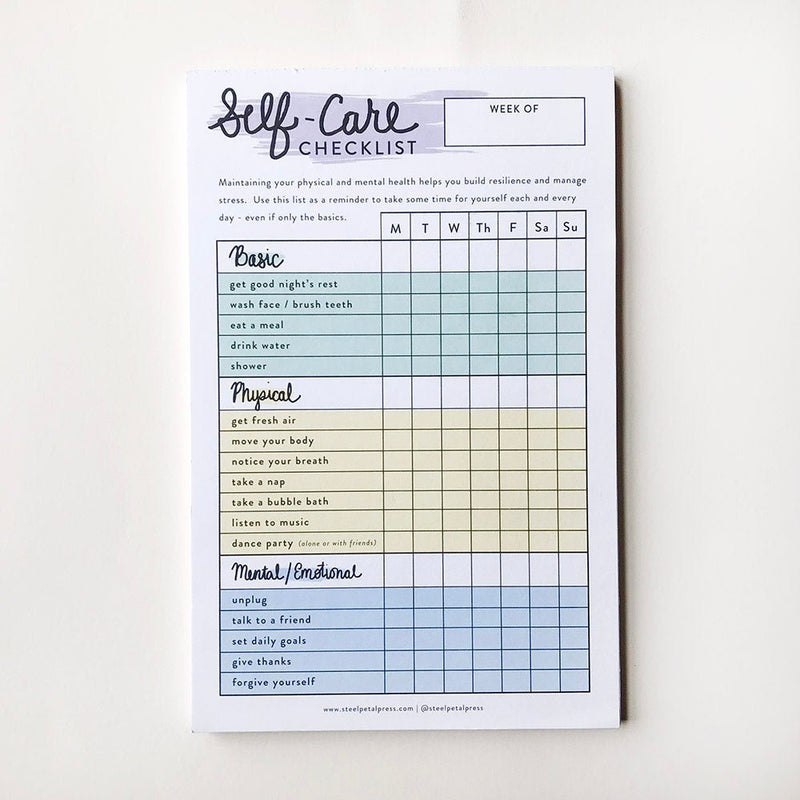 Self Care Checklist Tracker - The Glass Hall - Steel Petal Press
