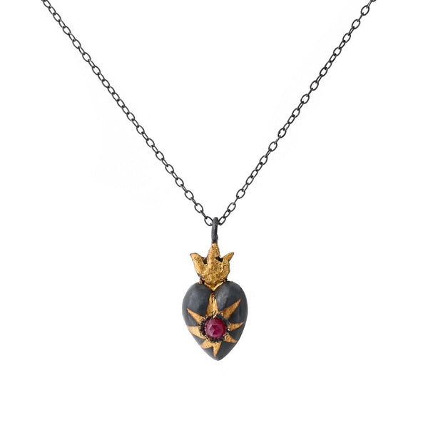 Shining Heart Ruby Pendant - The Glass Hall - Acanthus