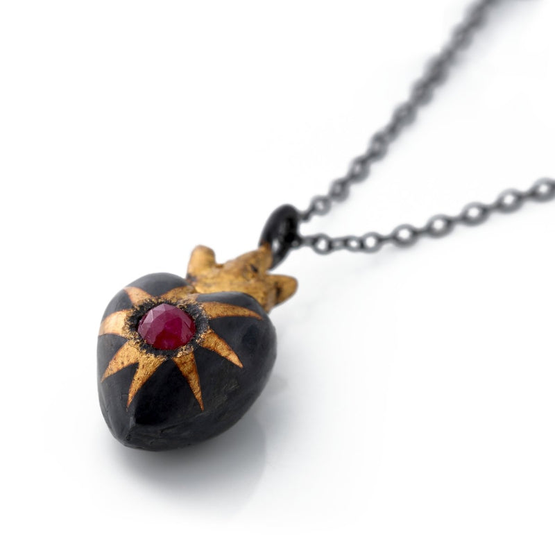 Shining Heart Ruby Pendant - The Glass Hall - Acanthus