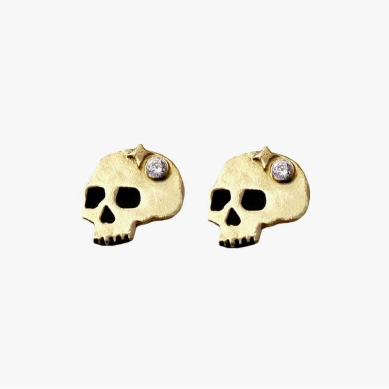 Skull Earrings w/ White Topaz - The Glass Hall - Therese Kuempel Jewelry