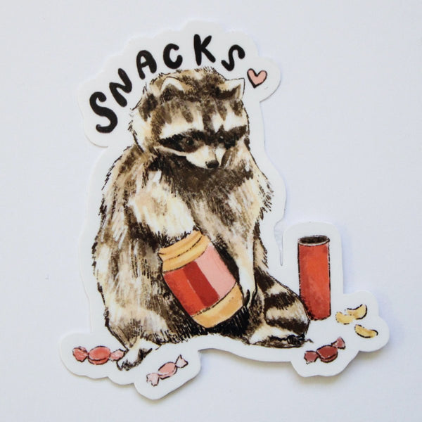 Snack Raccoon Sticker - The Glass Hall - Amy Hartelust Art and Illustration