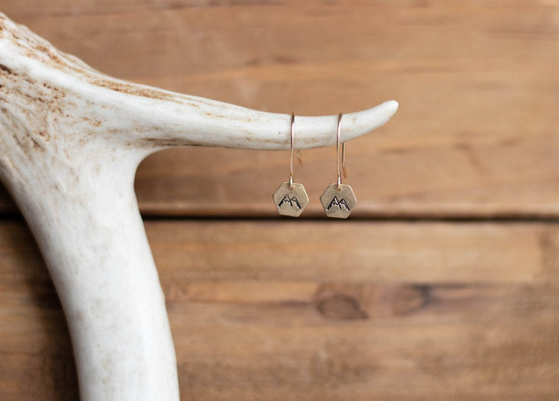 Stamped Mountain Dangle Earrings - The Glass Hall - Sticks & Stones