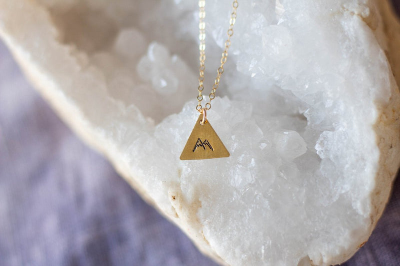 Stamped Mountain Triangle Pendant Necklace - The Glass Hall - Sticks & Stones