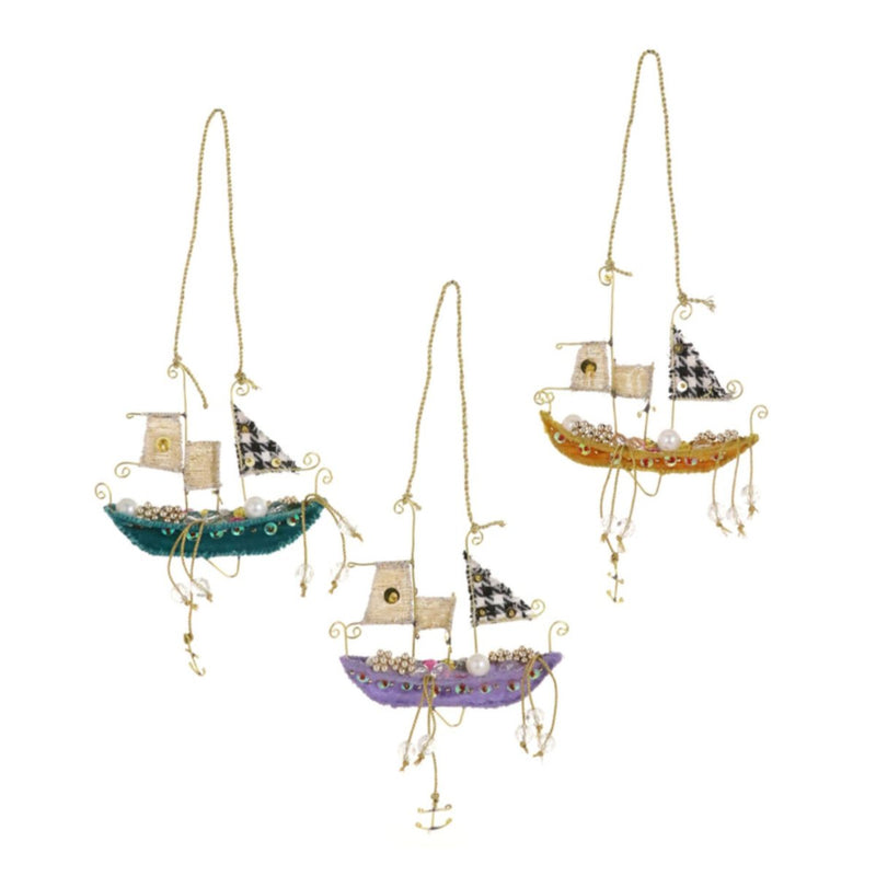 Stitchery Ship Ornament (Choose Your Shade) - The Glass Hall - Cody Foster & Co.