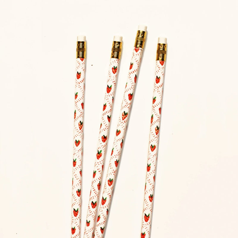 Strawberry Pencils - Set of 4 - The Glass Hall - Mr. Boddington's Studio