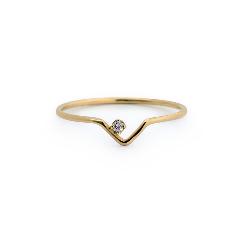 Triangle Lineage Ring with White Diamond - The Glass Hall - Wwake