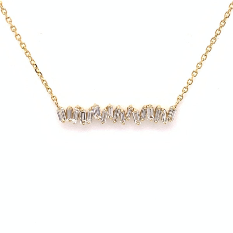 White Diamond Baguette on Fireworks Setting Necklace - The Glass Hall - Suzanne Kalan