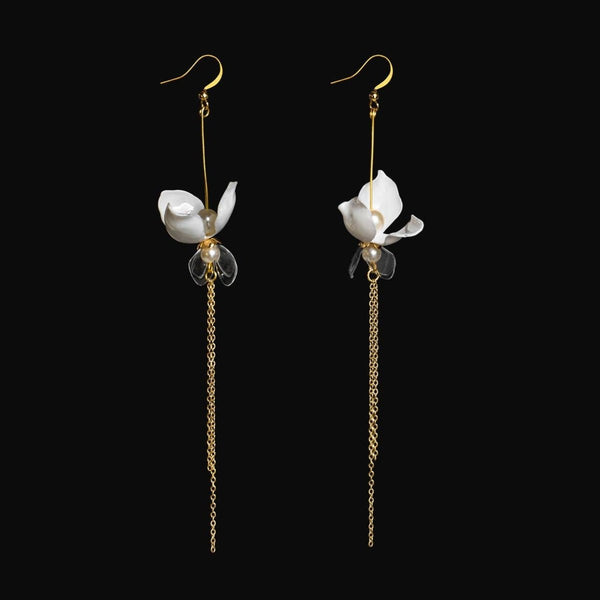 White Lumiblume Drip Earrings - The Glass Hall - Upcycle with Jing