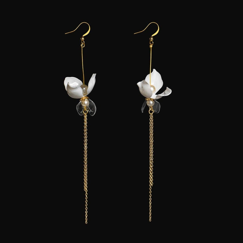 White Lumiblume Drip Earrings - The Glass Hall - Upcycle with Jing