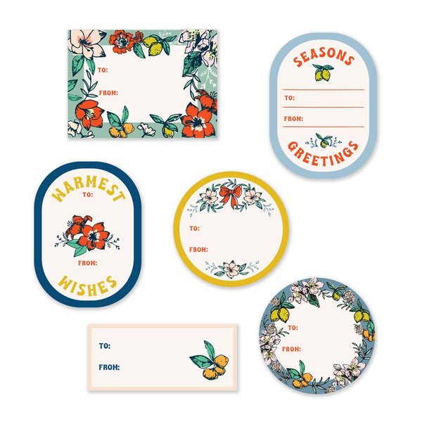 Winter Citrus Gift Tag Stickers - The Glass Hall - Antiquaria