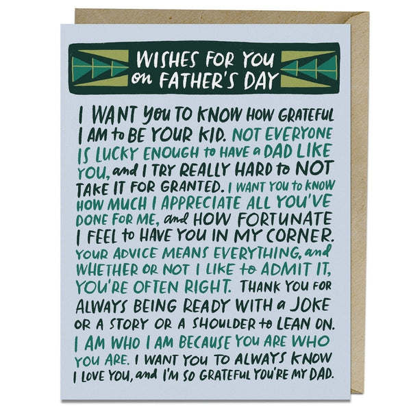 Wishes for Father's Day Card - The Glass Hall - Em & Friends