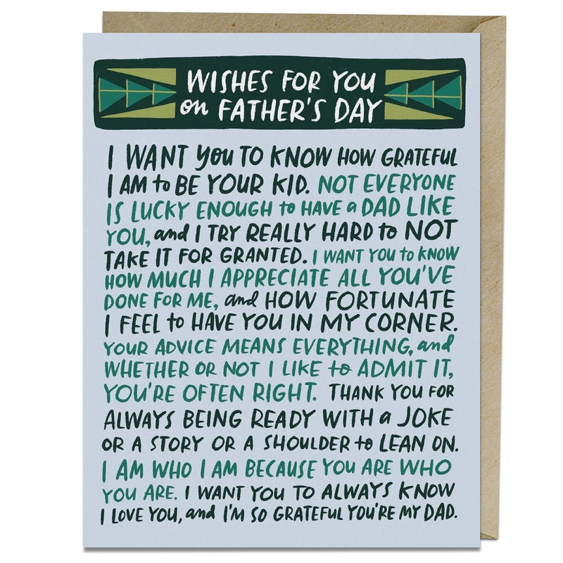 Wishes for Father's Day Card - The Glass Hall - Em & Friends