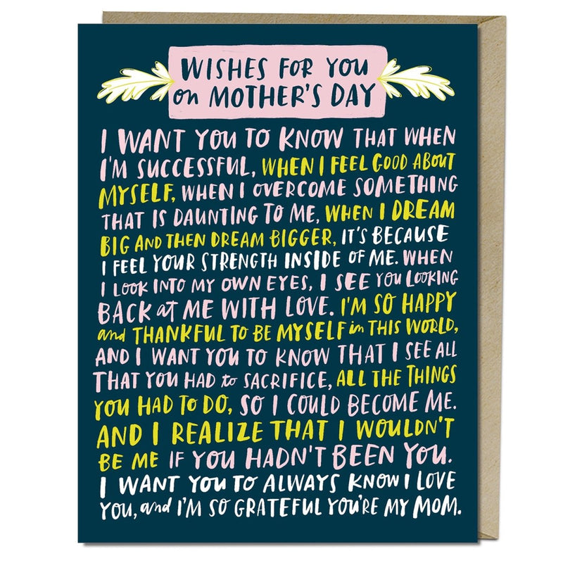 Wishes for Mother's Day Card - The Glass Hall - Em & Friends