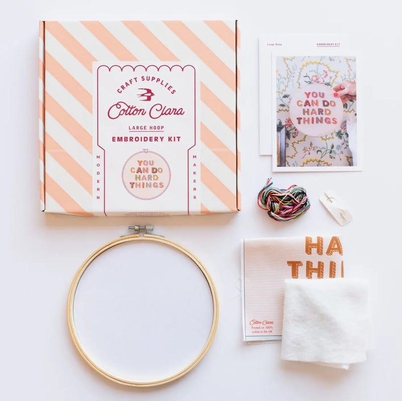 You Can Do Hard Things Embroidery Hoop Kit - The Glass Hall - Cotton Clara